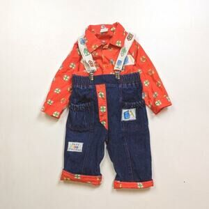 Vintage Sears Outfit Baby Boys Size 3-6m School Overalls